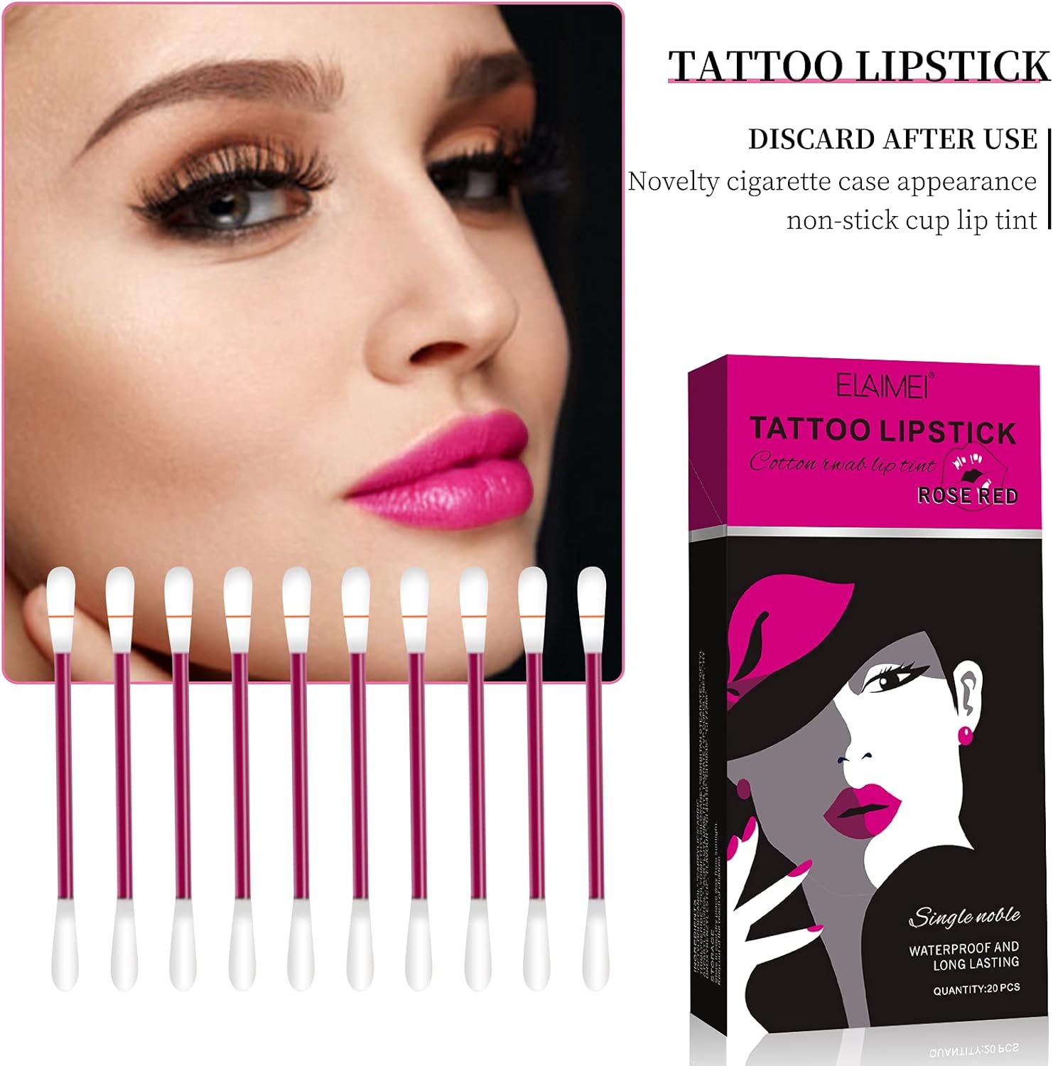 Tattoo Lipstick Cotton Swab 20pcs